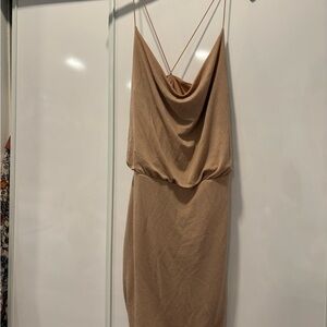 Almost Famous Tan Backless Dress